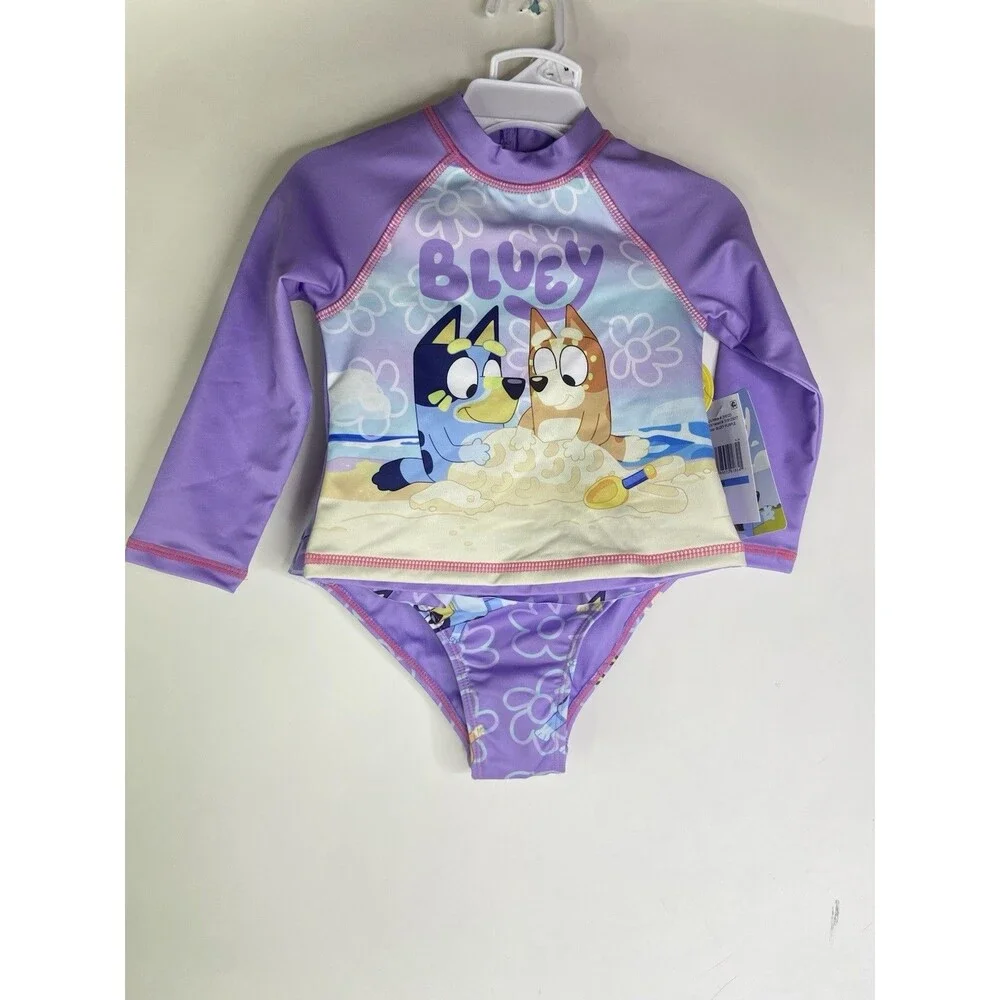 Bluey Bingo 2 Piece Rash guard Top Bottoms Swim Set Swimwear Girls 18 Months